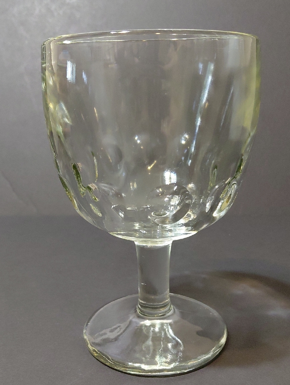 Vintage Thumbprint Heavy Clear Glass Schooner Altar Goblet